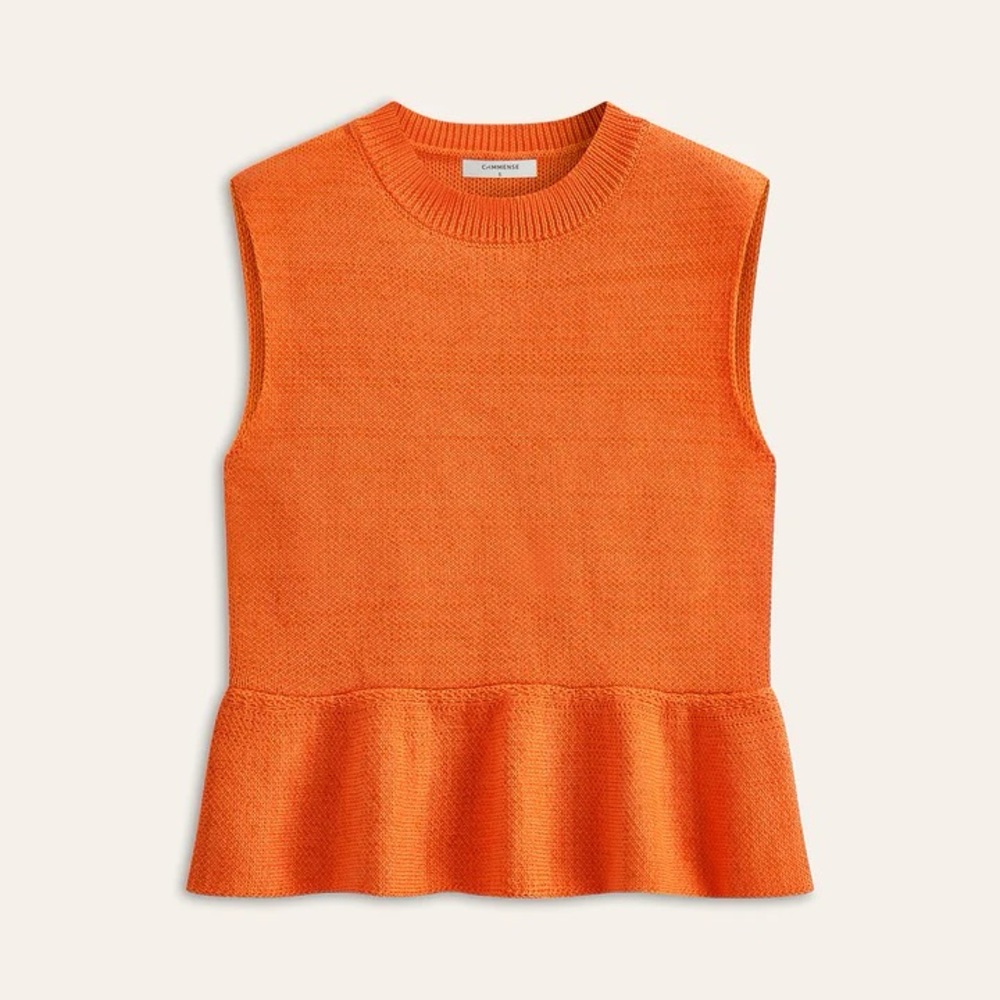 NWT Commense Orange Sleeveless Peplum Top